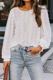 Polka Dot Lace Lantern Sleeve Blouse