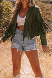 Cropped Fringe Faux Suede Jacket