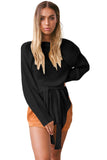 Side Split Belted Pullover Sweater