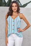 Button Up V Neck Strappy Shirt Cami Top