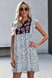 Splicing Floral Ruffled Casual Dress