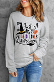 Just A Girl Who Loves Halloween Graphic Print Long Sleeve Top