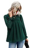 Swiss Dot Hollow Out Ruffle Sleeve Blouse