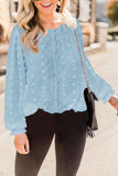 Polka Dot Lace Lantern Sleeve Blouse