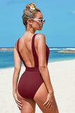 Ribbed One-piece Swimsuit with Belt