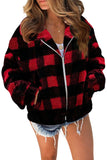 Plaid Print Sherpa Jacket Coat