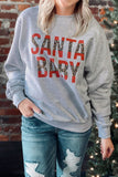 SANTA BABY Leopard Print Letter Graphic Sweatshirt