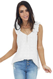 Swiss Dot Woven Sleeveless Top With Ruffled Straps