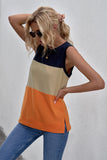 Color Block Crew Neck Tank Top