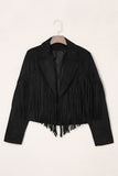 Cropped Fringe Faux Suede Jacket