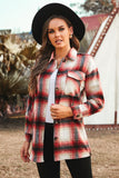 Turn down Neck Plaid Pocket Button Closure Coat