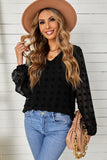 Swiss Dot Bubble Sleeve Blouse