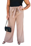 Khaki Plus Size Tie Front Wide Leg Pants