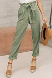 Paper Bag Elastic Waistband Casual Pants