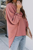 V Neck 3/4 Sleeve High Low Hem Shirt