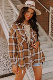 Chest Pockets Side Split Plaid Shirt Jacket