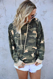 Light Green Camo Print Pullover Hoodie