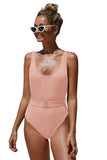 Ribbed One-piece Swimsuit with Belt