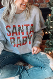 SANTA BABY Leopard Print Letter Graphic Sweatshirt