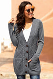 Front Pocket and Buttons Closure Cardigan