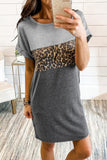 Colorblock Leopard Insert T-shirt Mini Dress