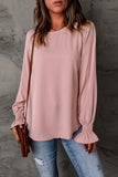 Crew Neck Ruffle Bubble Sleeve Top