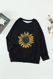 Sunflower Print Black Knit Top