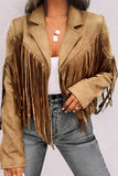 Cropped Fringe Faux Suede Jacket