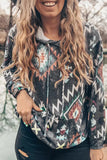 Aztec Kangaroo Pocket Drawstring Hoodie