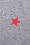 V Neck Stars Print Gray T-shirt