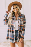 color Plaid Button Down Ruffled Shirt Jacket