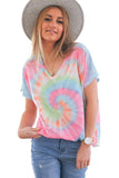 Tie-dye Short Sleeve V Neck T-Shirt