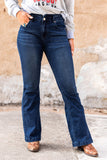 High Rise Buttoned Flared Jeans