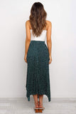 Fashion Print Side Slit Pleated Maxi Skirt