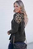 Black Leopard Contrast Trim Knit Top