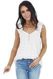 Swiss Dot Woven Sleeveless Top With Ruffled Straps