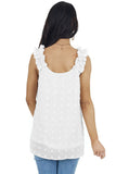 Swiss Dot Woven Sleeveless Top With Ruffled Straps