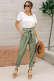 Paper Bag Elastic Waistband Casual Pants