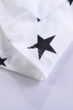 V Neck Stars Print Gray T-shirt