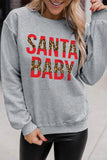 SANTA BABY Leopard Print Letter Graphic Sweatshirt