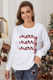 Merry Plaid Print Crew Neck Pullover Sweatshirt