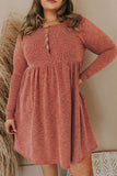 Plus Size Mineral Washed Ribbed Henley Dress