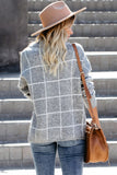 Beige Grid Pattern Turtleneck Sweater