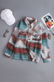 Distressed Aztec Print Lapel Long Sleeve Button Shirt Jacket