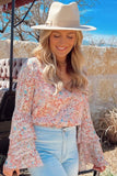 Tiered Ruffled Bell Sleeve Floral Bodysuit