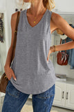 V Neck Racerback Tank Top with Pocket