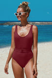 Ribbed One-piece Swimsuit with Belt