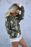 Light Green Camo Print Pullover Hoodie