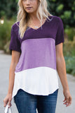 Color Block V Neck T-shirt