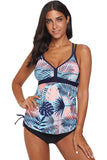 Tropical Print Cut out Tankini Swimsuit